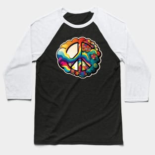 Groovy Psychedelic Peace Sign in Purple Baseball T-Shirt